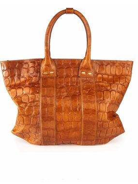 Bene Robert Buffalo XL Gator Leather Embossed Tote Handbag
